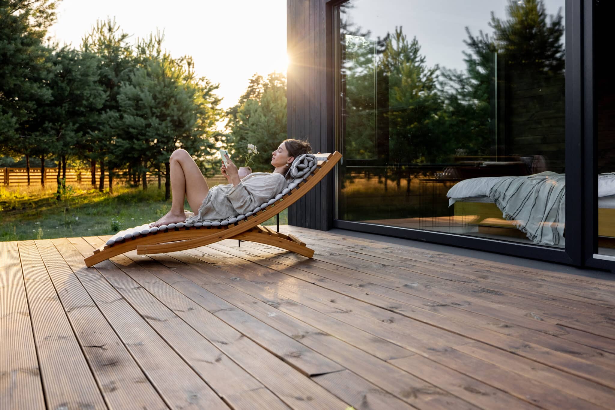 Terrasse bois face au jardin
